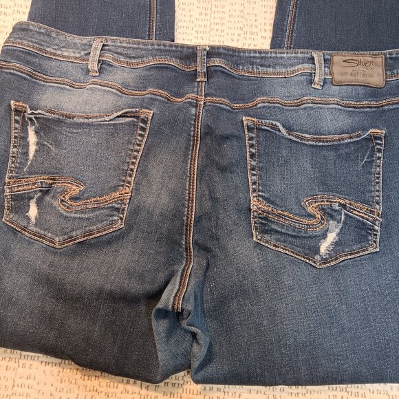Silver Jeans Co. 'Sam' plus size women's distressed boyfriend jeans sz 24 - Picture 4 of 16